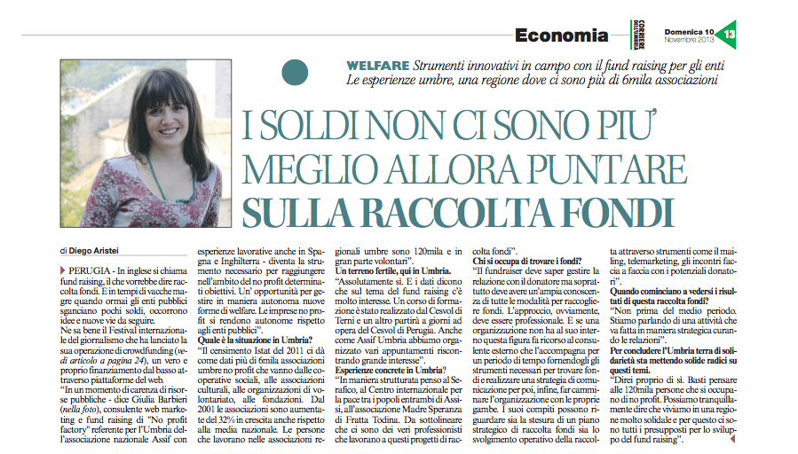 Intervista Giulia Barbieri_Corriere dell'Umbria